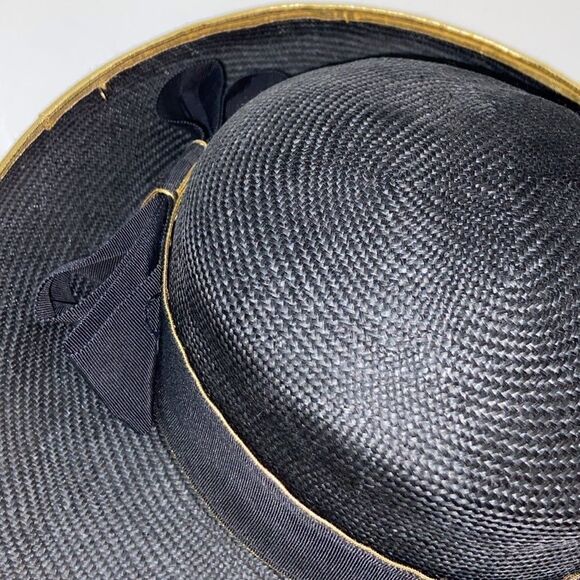 VTG, Joe Bill Miller Made In USA  Straw Elegant Black And Gold Structured Brim main image 9